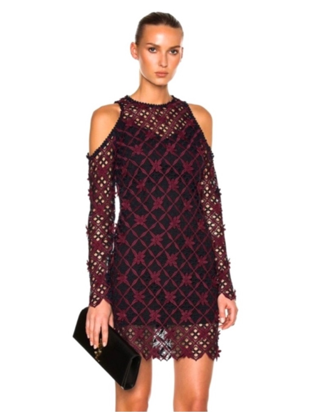 NEW SELF-PORTRAIT REVOLVE COLD-SHOULDER MINI DRESS